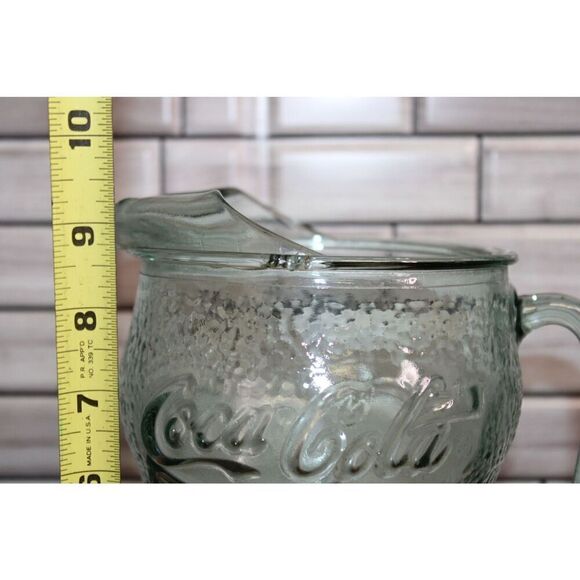 VINTAGE COCA COLA TALL GLASS GREEN PITCHER - Picture 6 of 9